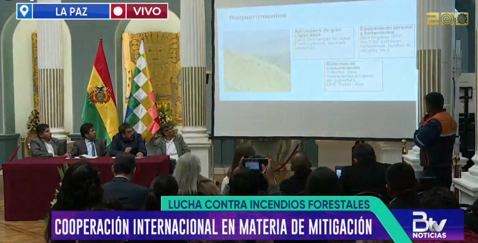 Gobierno informa a la cooperación internacional sobre los incendios forestales y sus requerimientos