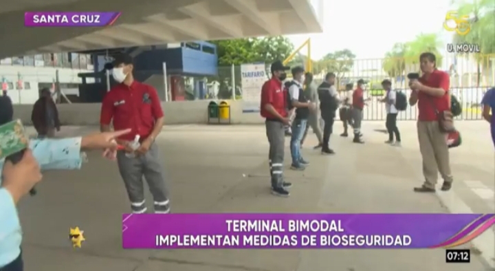 Implementan medidas de bioseguridad en Terminal Bimodal para evitar más casos de Covid-19 en Santa Cruz