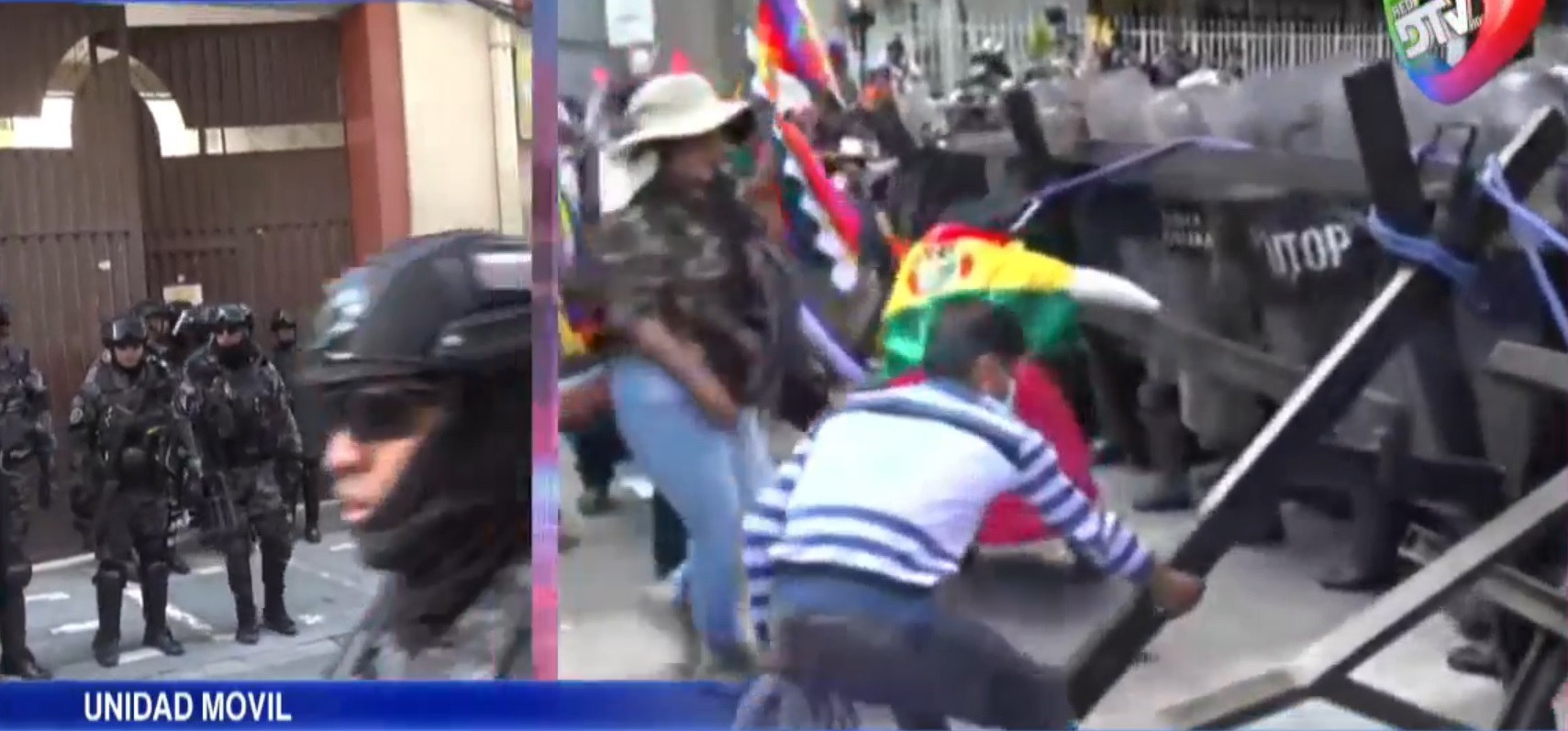 Evistas se niegan a entregar pliego a personal del Ministerio de la Presidencia y atacan con violencia a policías en La Paz