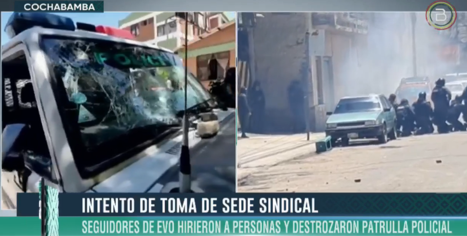 Evistas intentan tomar con violencia sede de campesinos y atacan a la Policía en Cochabamba