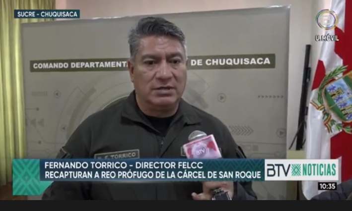 Recapturan en Sucre a un reo que estaba prófugo desde 2017