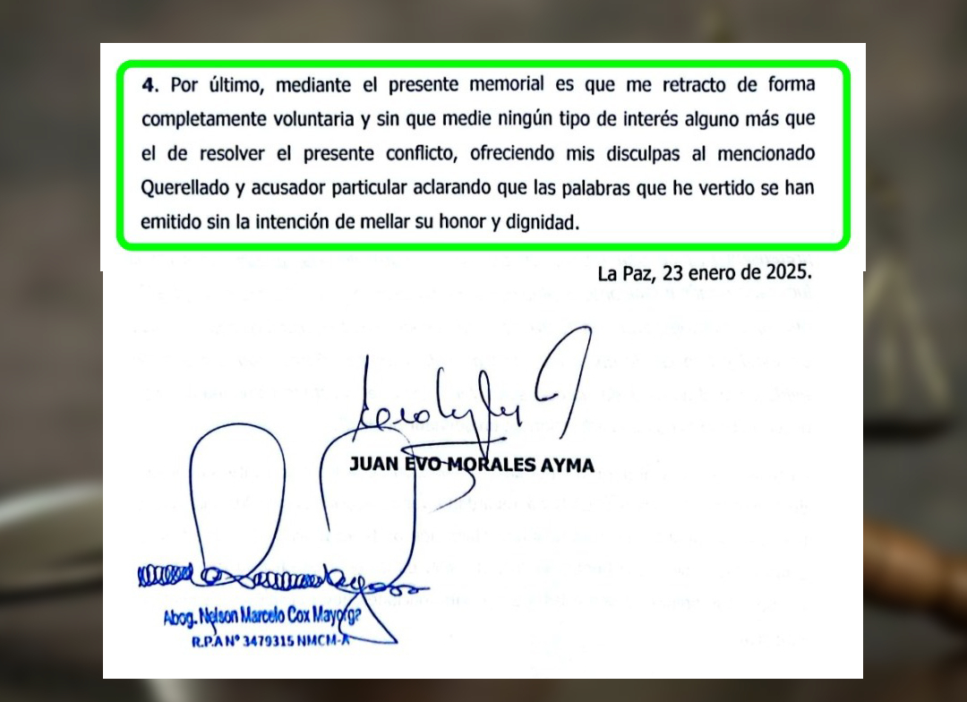 Evo Morales se retracta de acusaciones contra el ministro Siles y le pide disculpas