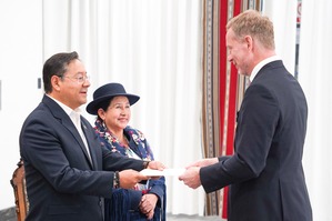 Arce recibe cartas credenciales de seis embajadores concurrentes en Bolivia