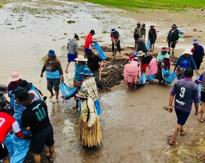Desborde del río Katari arrasa con sembradíos en la comunidad de Coachijo en Pucarani, La Paz