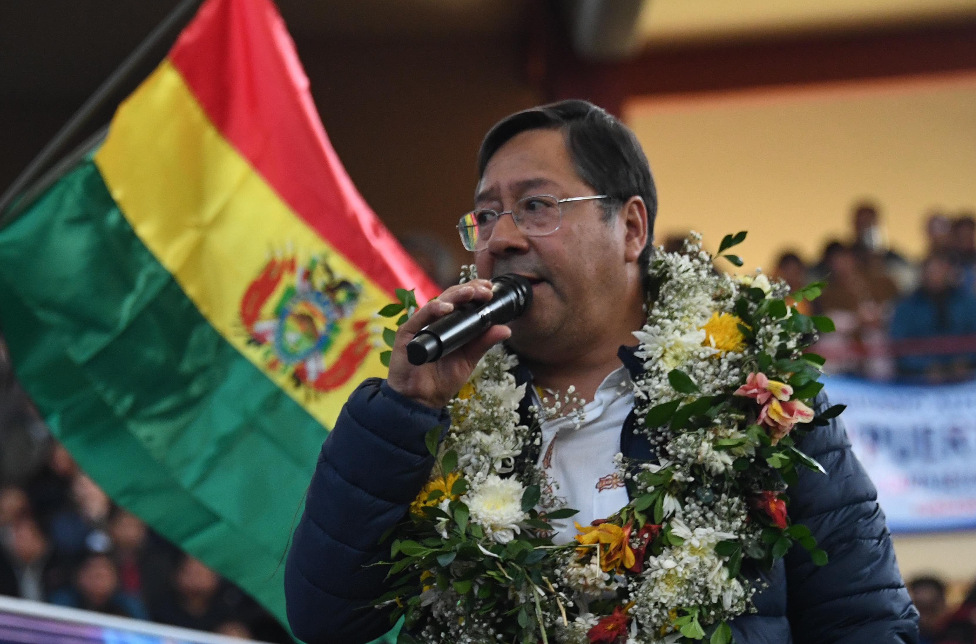 El presidente Luis Arce en el ampliado extraordinario del MAS. Foto: Josué Cortez.
