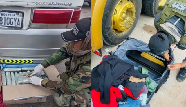 Incautan cargamentos de marihuana y cocaína durante operativos de control en Oruro y Santa Cruz