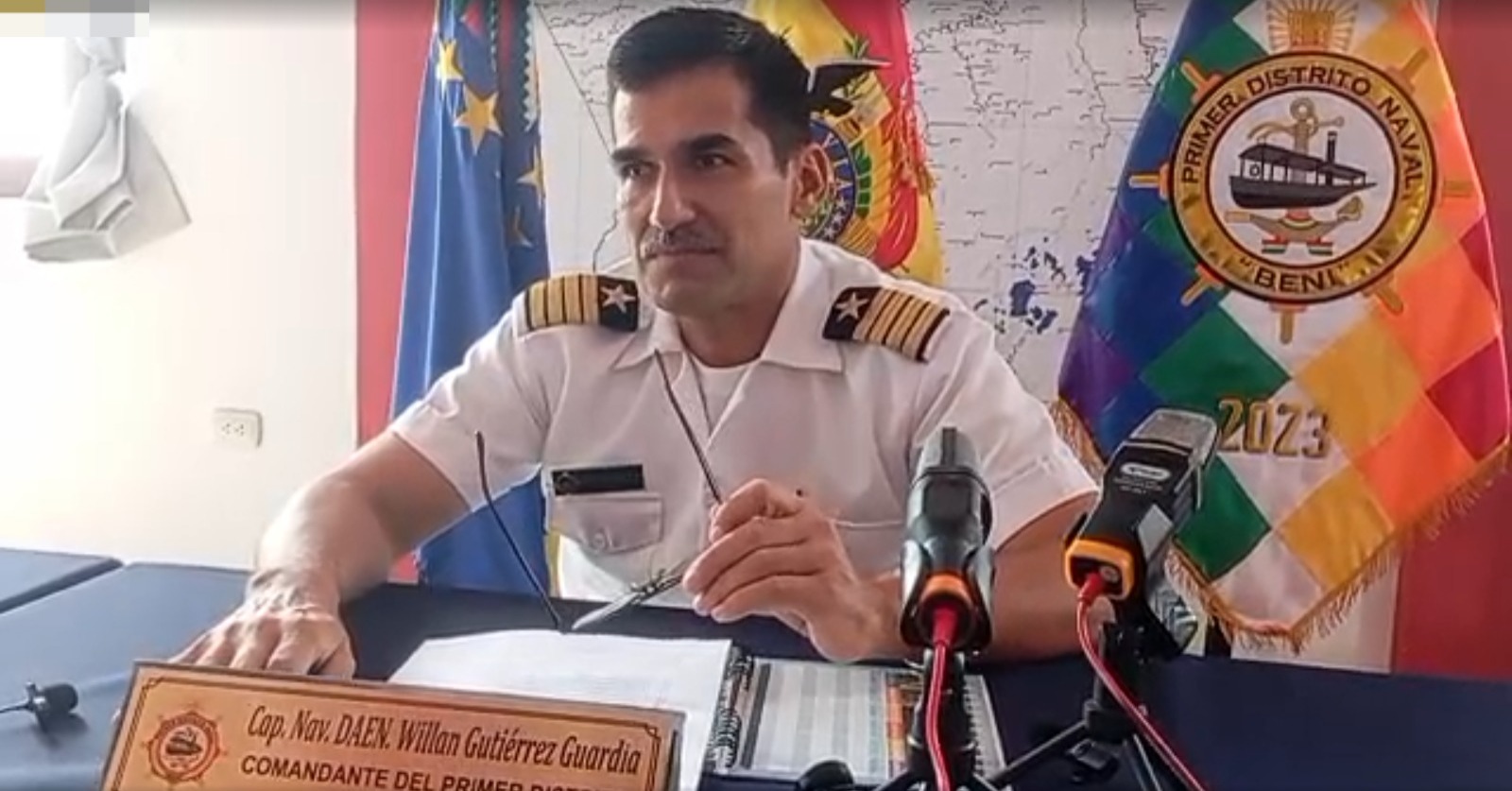 Comandante del Primer Distrito Naval “Beni”, Willan Gutiérrez. Captura: Info Amazónico
