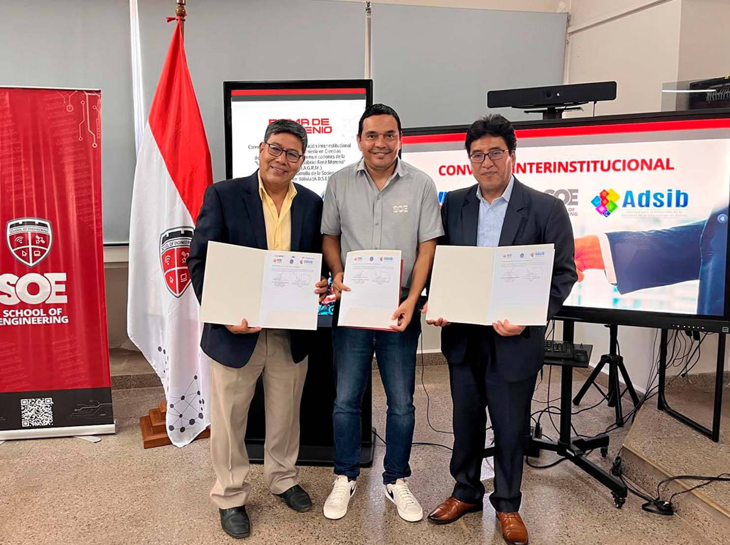 UAGRM firma convenio con la ADSIB para el uso de la firma digital en sus procesos. Foto: ADSIB