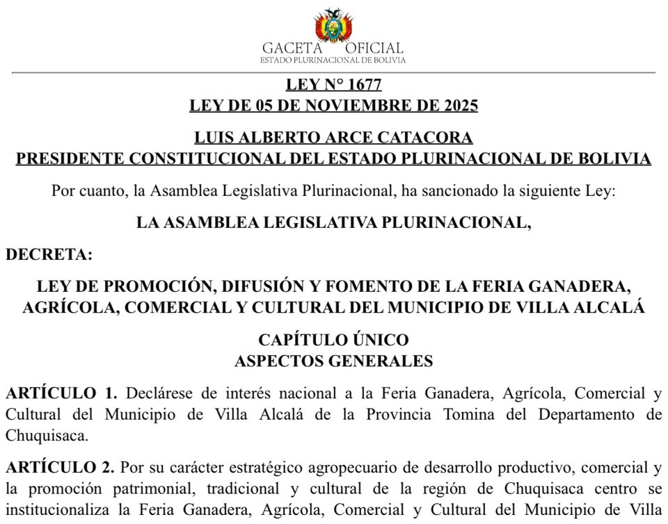 Leyes declaran a cinco culturas de Poroma como patrimonio inmaterial y de interés nacional a la feria ganadera de Villa Alcalá