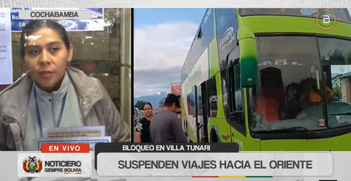 Tránsito suspende salidas de Cochabamba a Santa Cruz por bloqueo en Villa Tunari y mantiene restricciones hacia el occidente