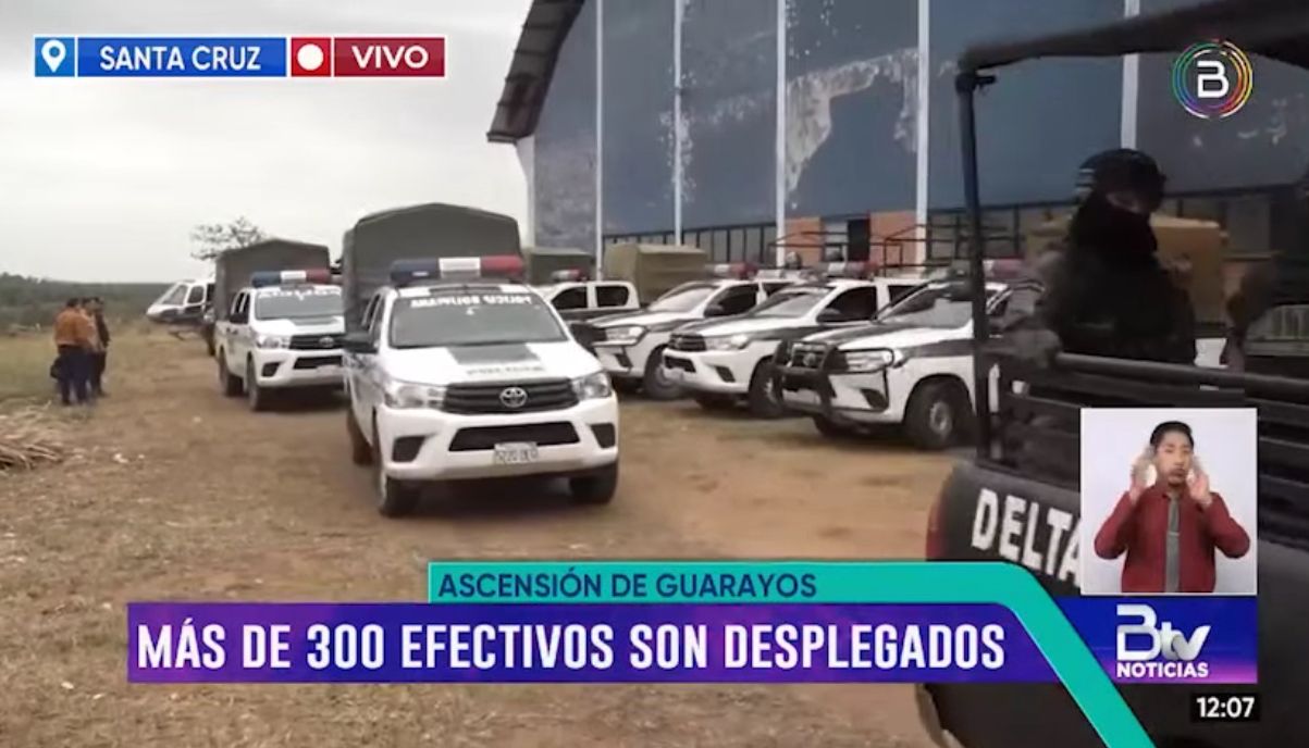 Despliegue policial toma control en Ascensión de Guarayos y garantiza rutas expeditas tras violento avasallamiento
