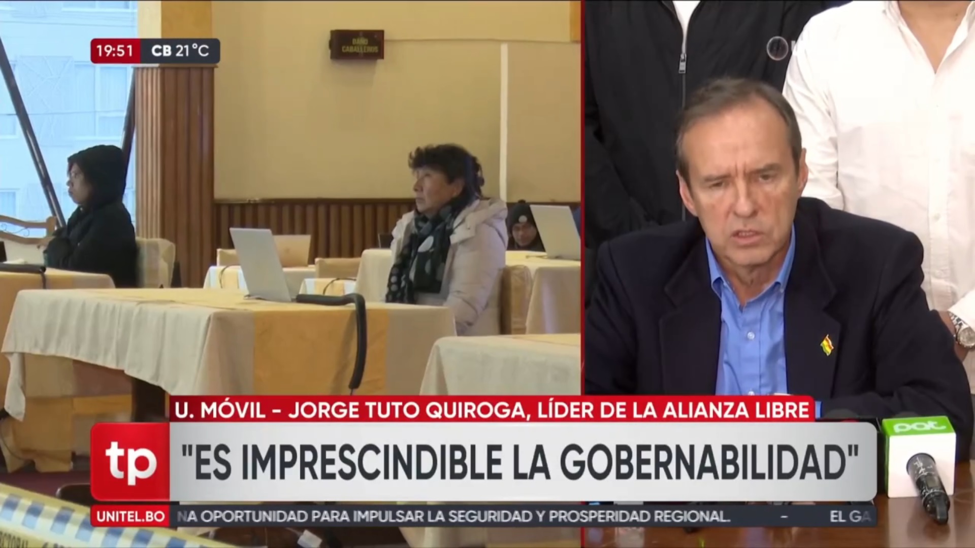 Quiroga reconoce triunfo de Paz y le ofrece apoyo en el Legislativo para que gobierne sin problemas