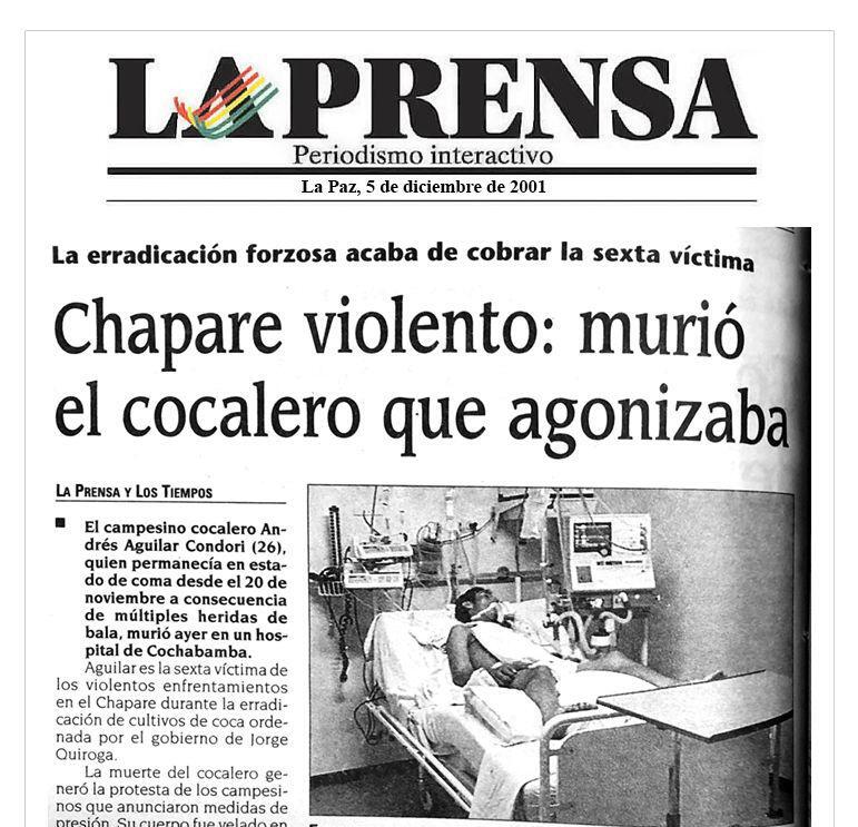 El fantasma de la violencia vuelve a Bolivia tras anuncio de criminalizar coca del Chapare del candidato Quiroga