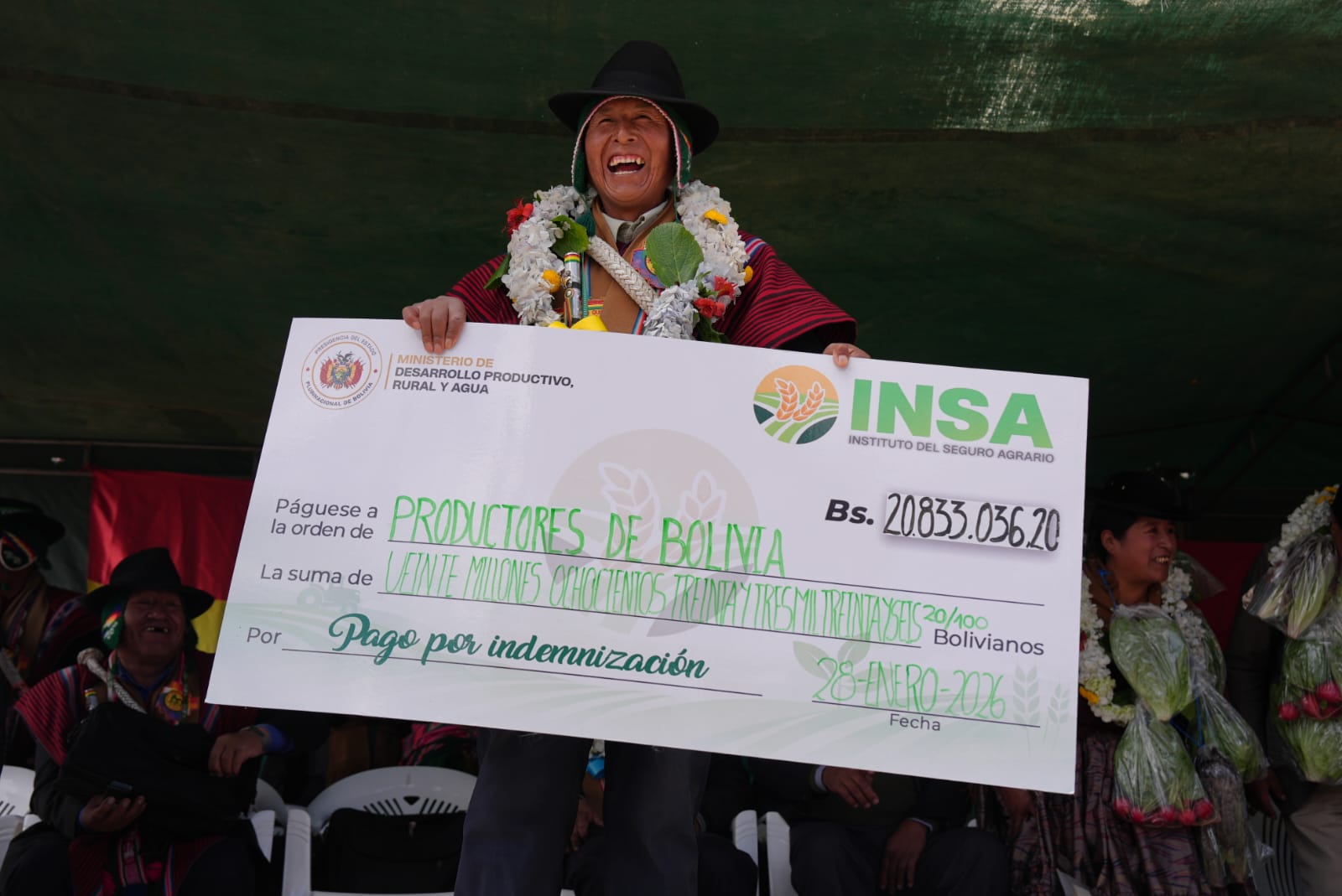 Seguro del agro indemniza con Bs 20 millones a más de 42.935 familias productoras