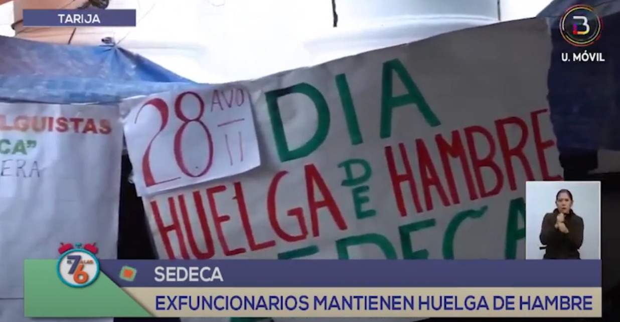 Tarija: Trabajadores de Sedeca cumplen 28 días de huelga de hambre y advierten radicalizar medidas de presión si el gobernador no los atiende