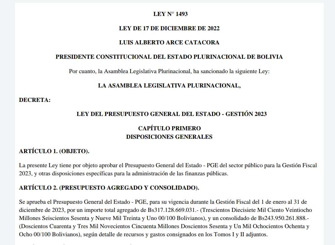 Presidente promulga la Ley del PGE 2023