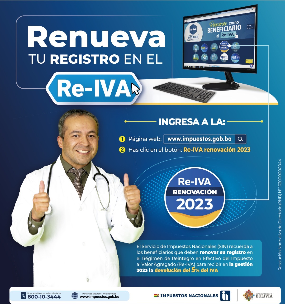Impuestos recuerda que los beneficiarios del Re-IVA deben renovar su registro para 2023