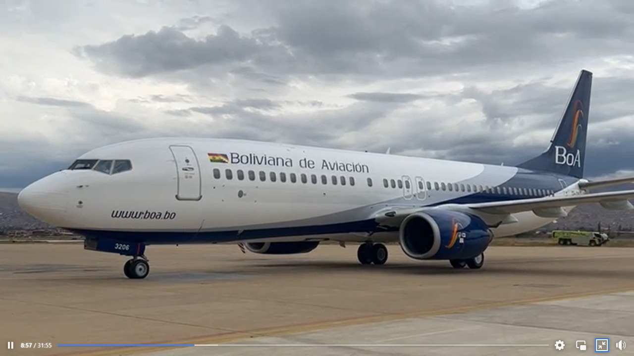 BoA incorpora a su flota una aeronave Boeing 737-800-NG con capacidad para 168 personas