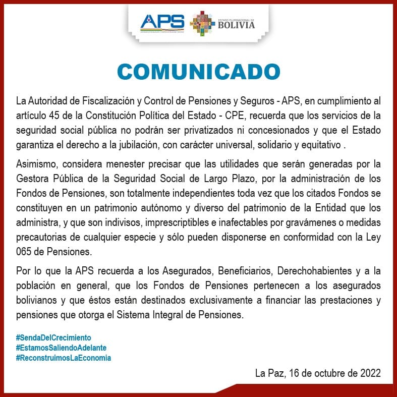 La APS ratifica que los servicios de pensiones no podrán ser privatizados
