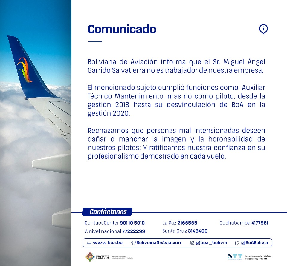 BoA aclara que Miguel Garrido no es trabajador de la empresa
