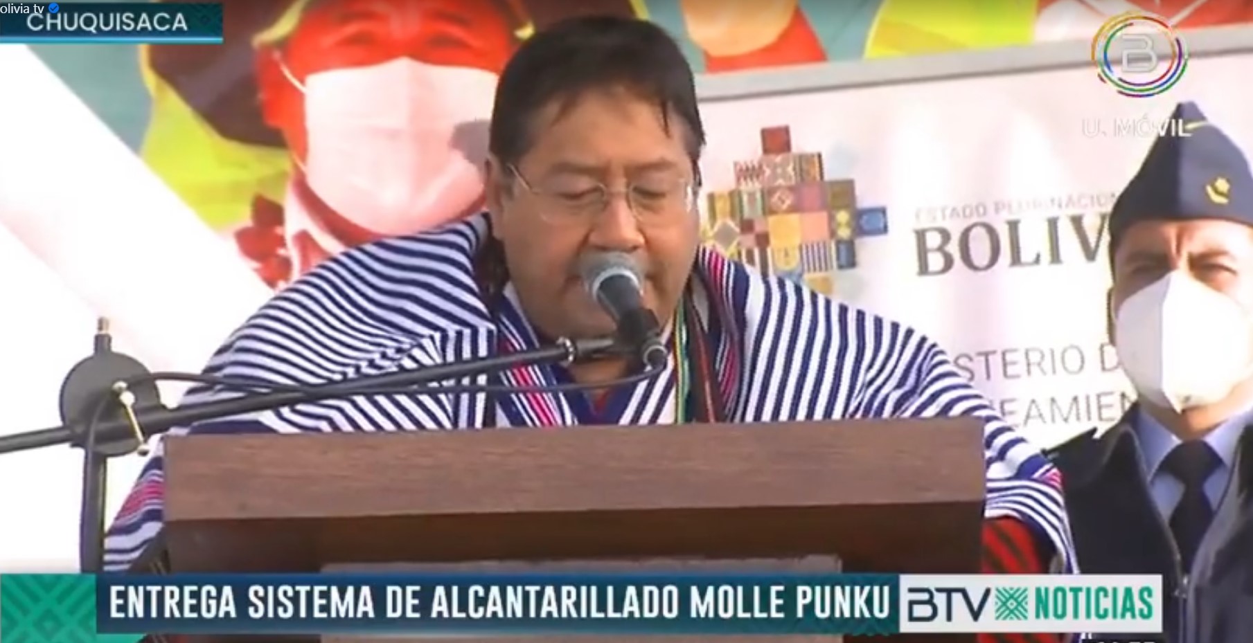 Presidente Arce entrega sistema de alcantarillado sanitario en Molle Punku-Chuquisaca