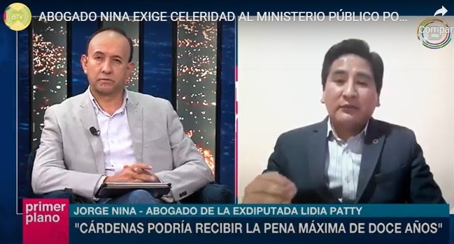 Nina: Ministerio Público debe actuar con celeridad en el proceso contra el exministro Cárdenas