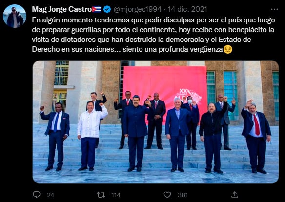 El cubano Magdiel Castro llama dictador al presidente Arce y miente a los medios sobre su activismo