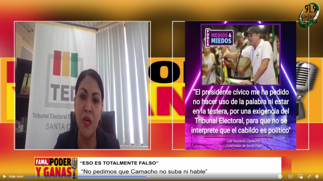 TED de Santa Cruz desmiente veto a participación de Camacho como orador en cabildo