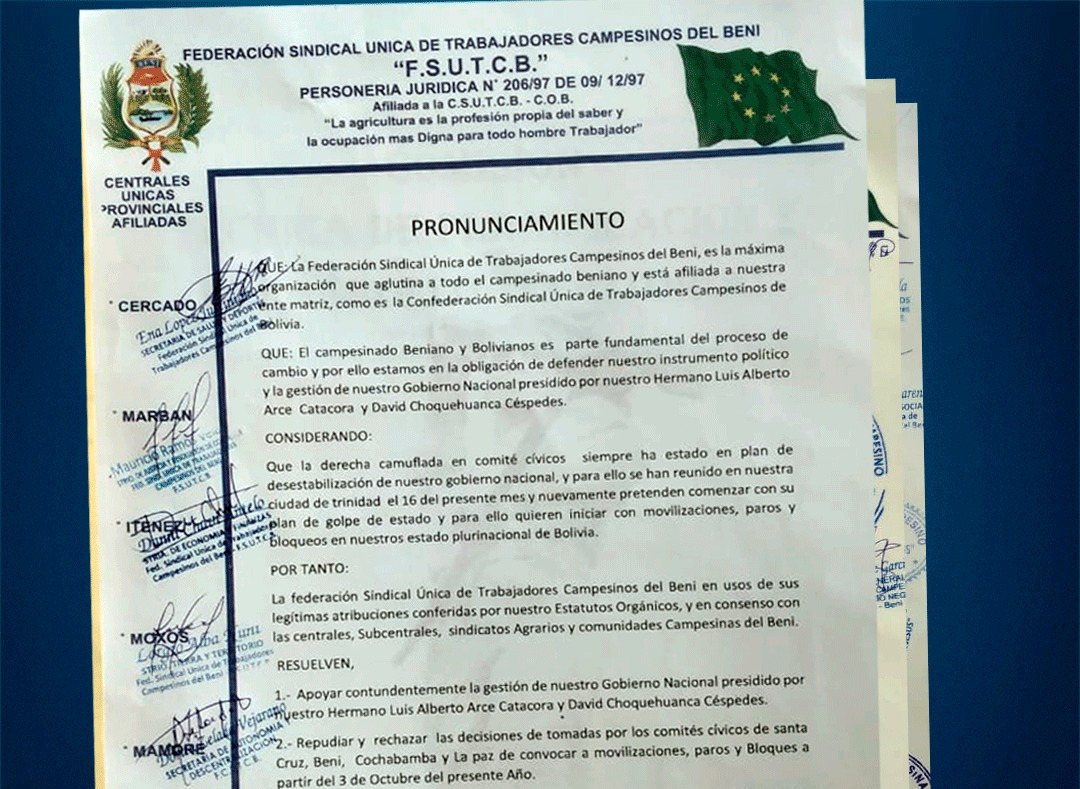 Presidente Arce destaca la unidad del pueblo boliviano y agradece el apoyo de campesinos de Beni