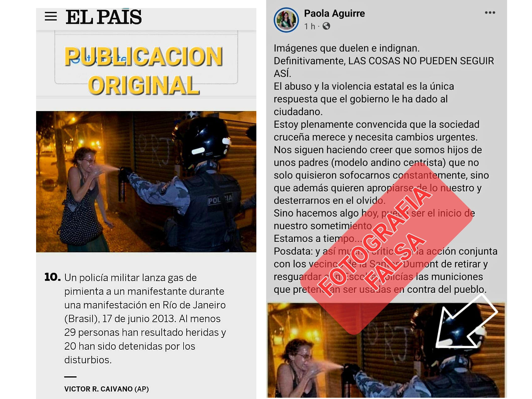 Policía reprocha que se utilicen fotografías del exterior como falsa referencia a los sucesos en Santa Cruz 