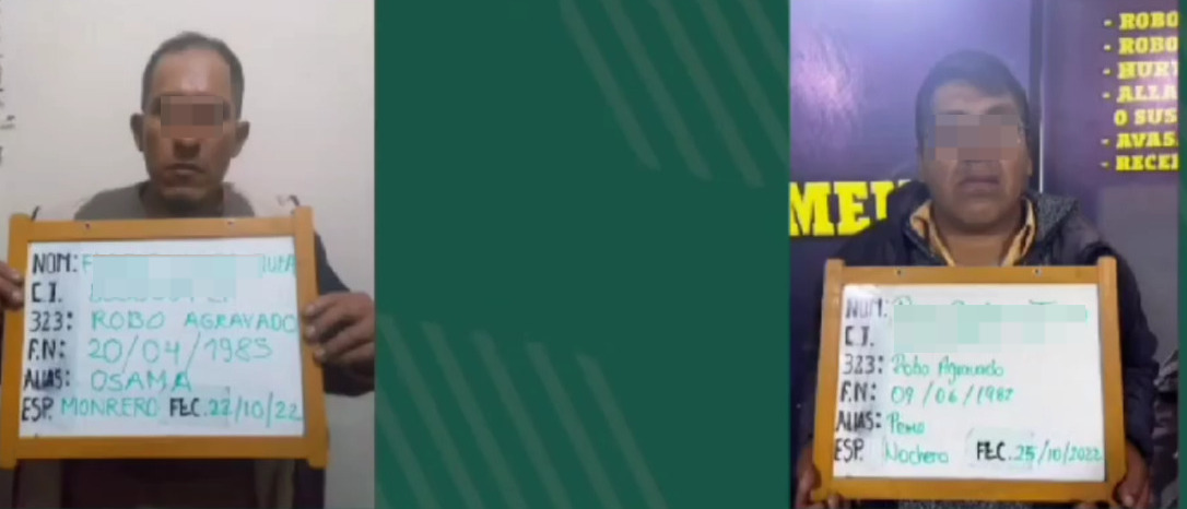 Policía aprehende a dos implicados en el robo de un almacén de Emapa en El Alto 