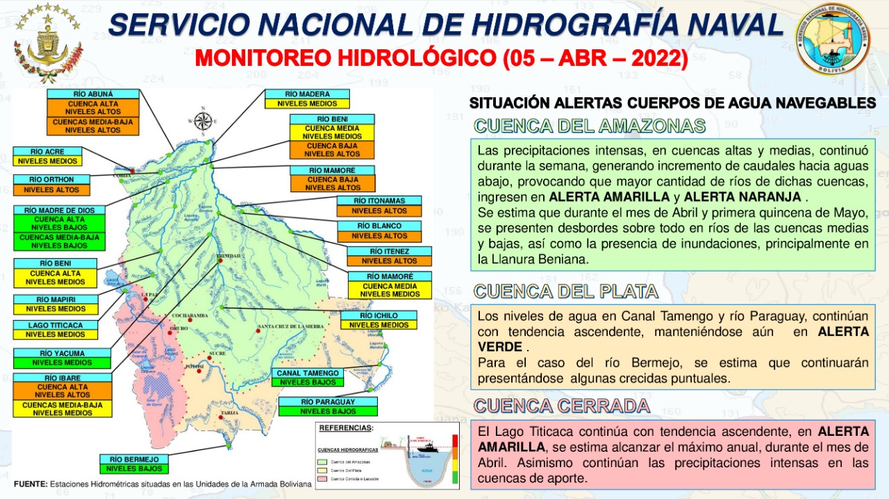 Prevén desbordes de ríos en la cuenca del Amazonas este mes y la primera quincena de mayo