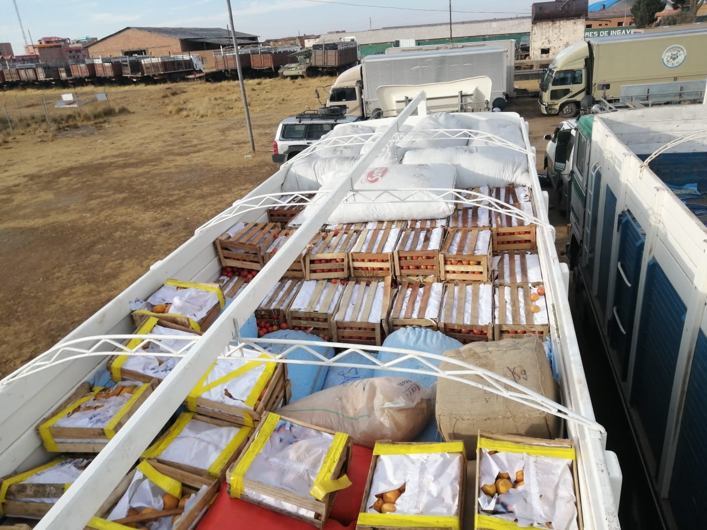 CEO comisa cuatro camiones de alto tonelaje con productos agrícolas de contrabando en La Paz