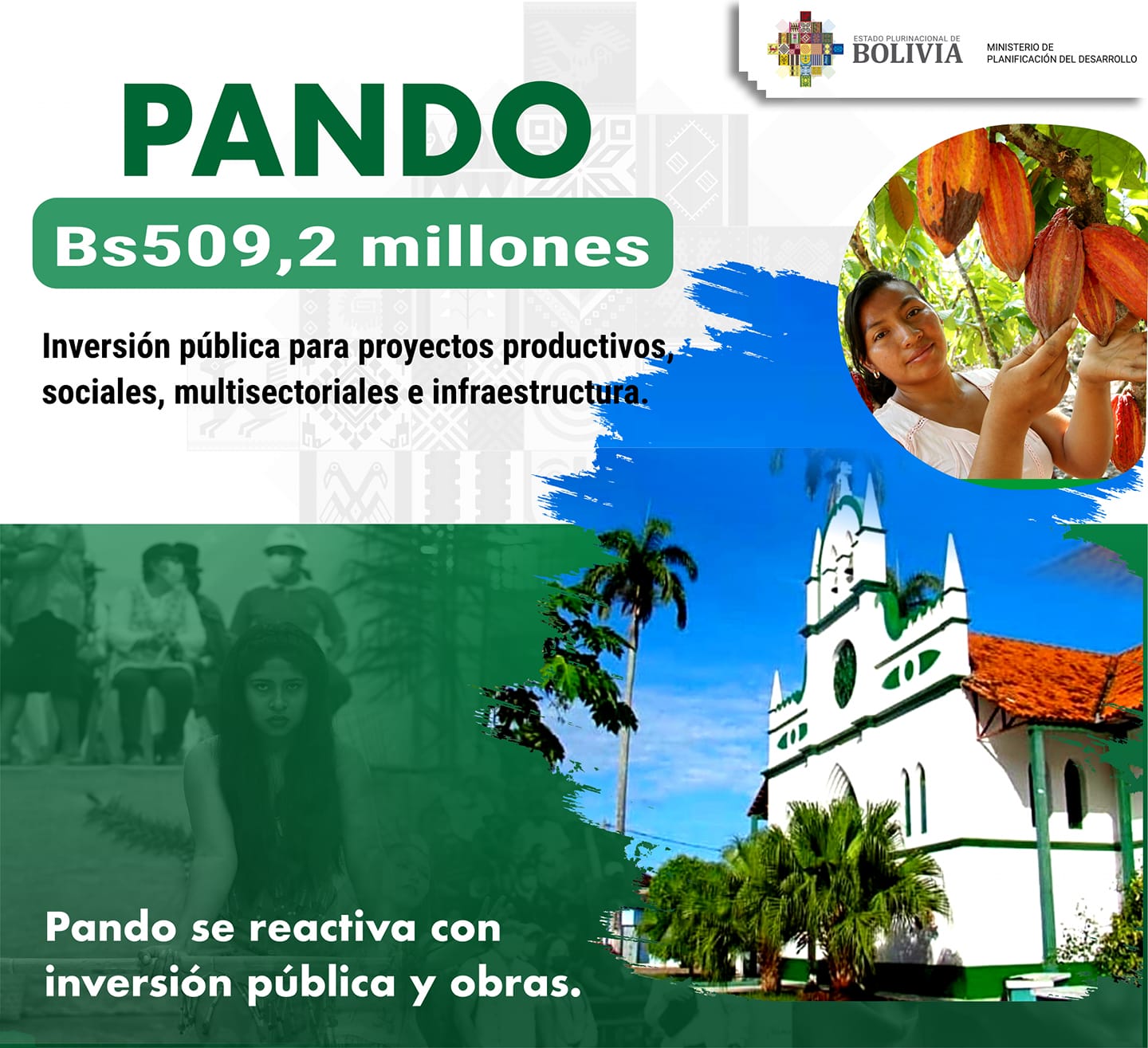 Pando cuenta con un presupuesto de Bs 509,2 millones, superior en 178,1% a lo asignado en 2020