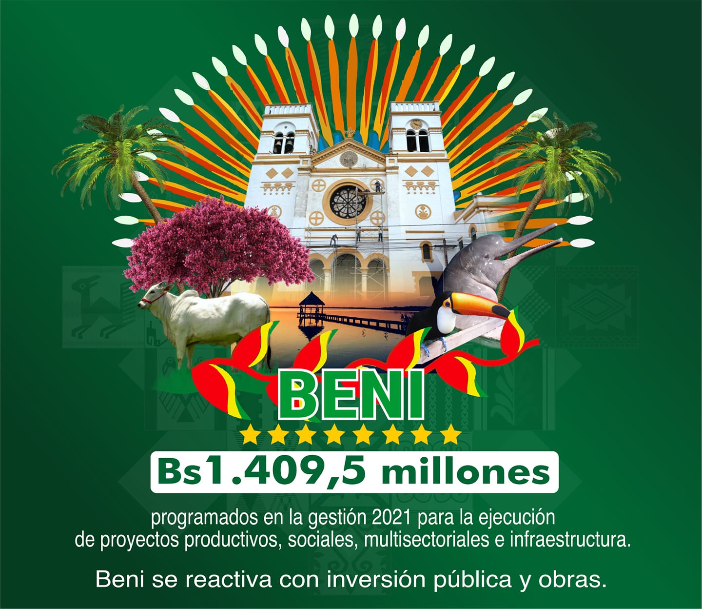 Beni cuenta con un presupuesto de Bs 1.409,5 millones, mayor en 109,1% a lo percibido en 2020