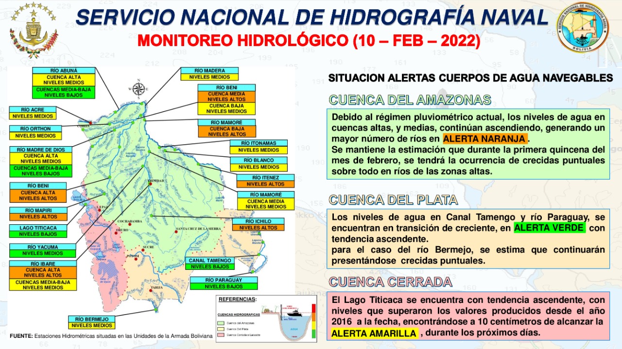 Niveles de agua en la cuenca del Amazonas en Bolivia ascienden y ocasionan ríos en alerta naranja