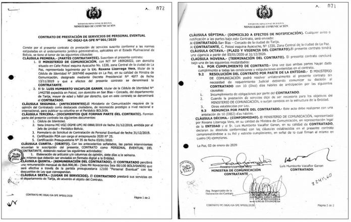 Humberto Vacaflor cobró dos sueldos de instituciones públicas al mismo tiempo