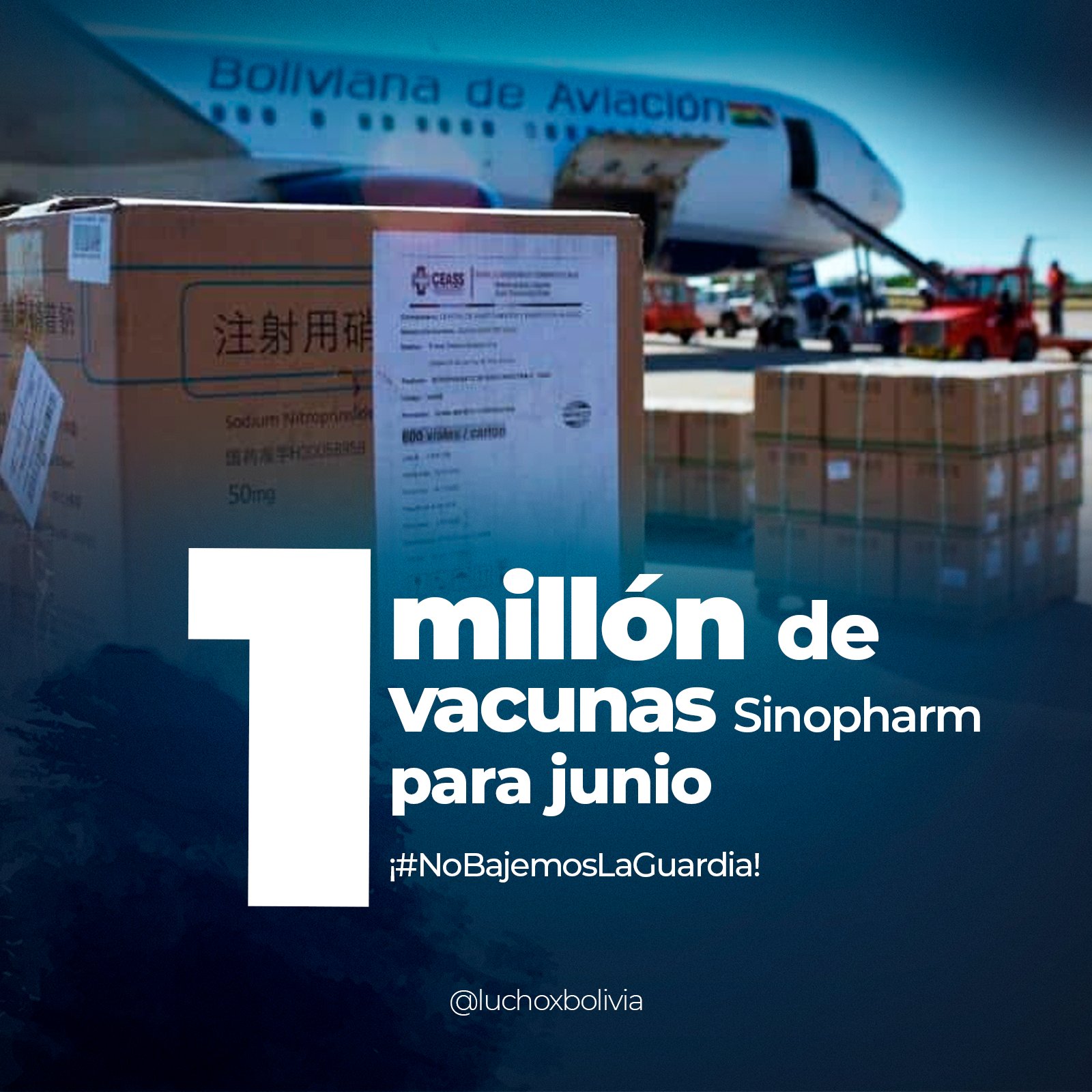 Nuevo lote de un millón de vacunas Sinopharm arribará en junio al país
