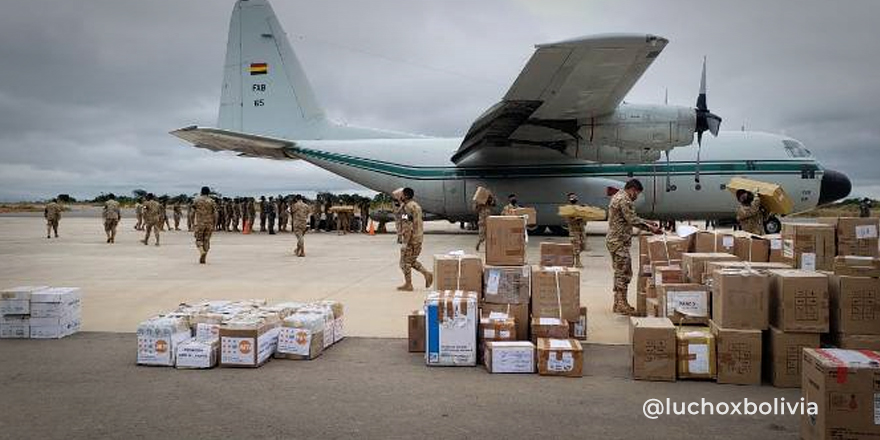Bolivia recibe de Francia 345.000 inyectables para terapia intensiva y espera lotes de Rusia, Grecia, EEUU y China