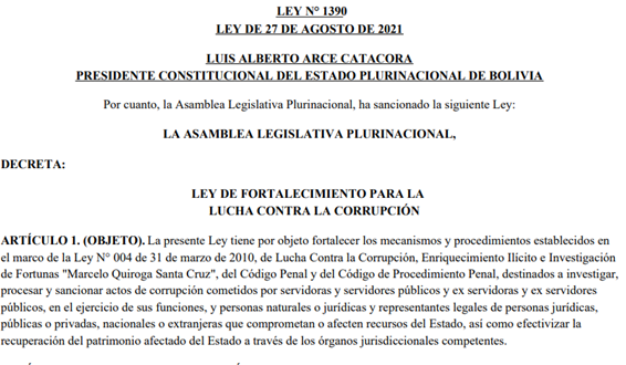 Entra en vigencia la Ley de Fortalecimiento para la Lucha Contra la Corrupción