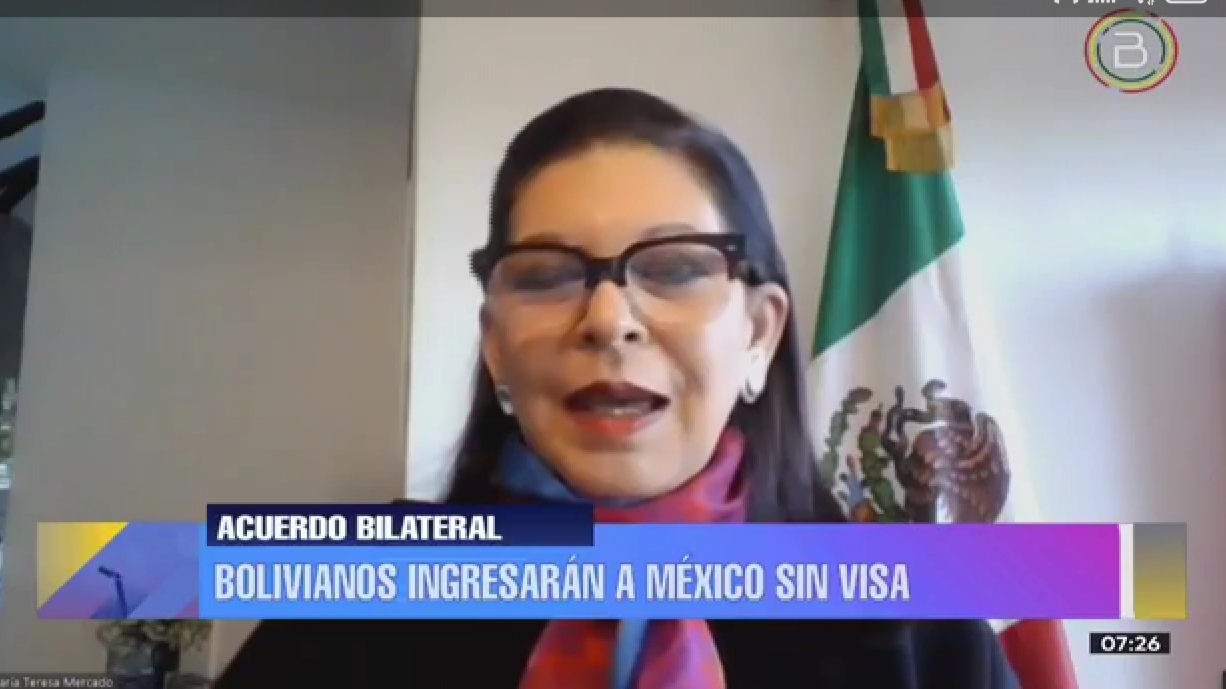 Embajadora Mercado: Con la supresión de visas Bolivia y México profundizan su relación bilateral