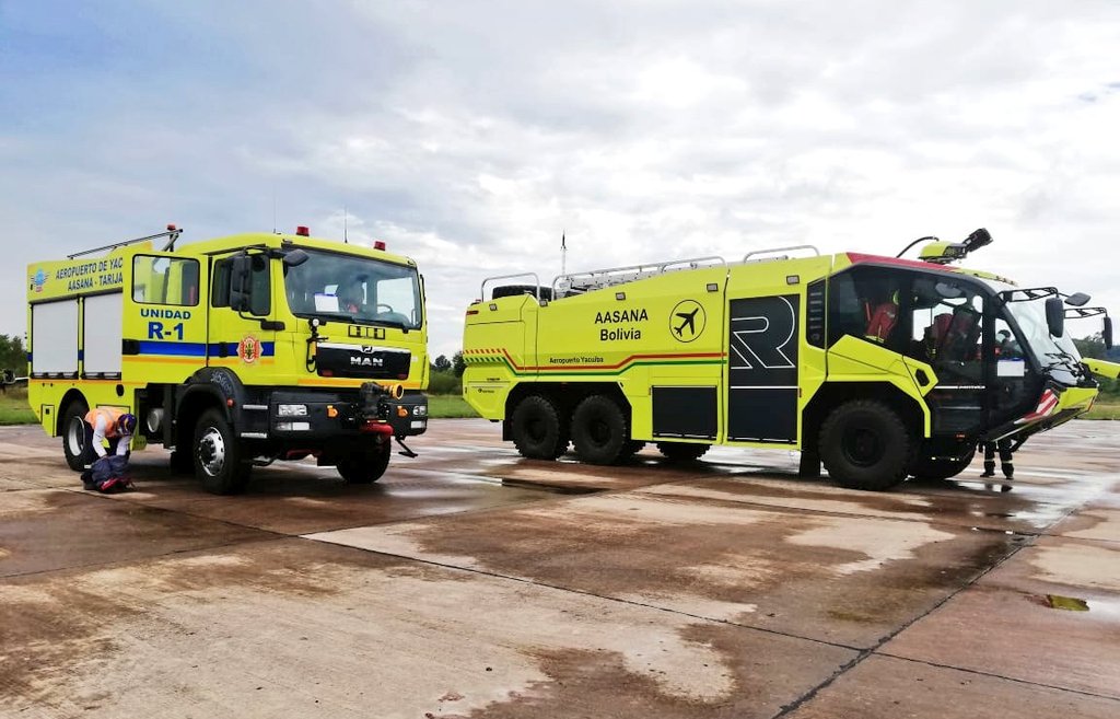 Gobierno equipa el aeropuerto de Yacuiba con dos modernos carros bomberos (adelanto)