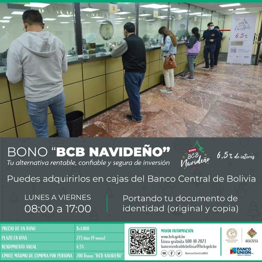 Ventas del “Bono BCB Navideño” alcanzan los Bs 135 millones a diciembre