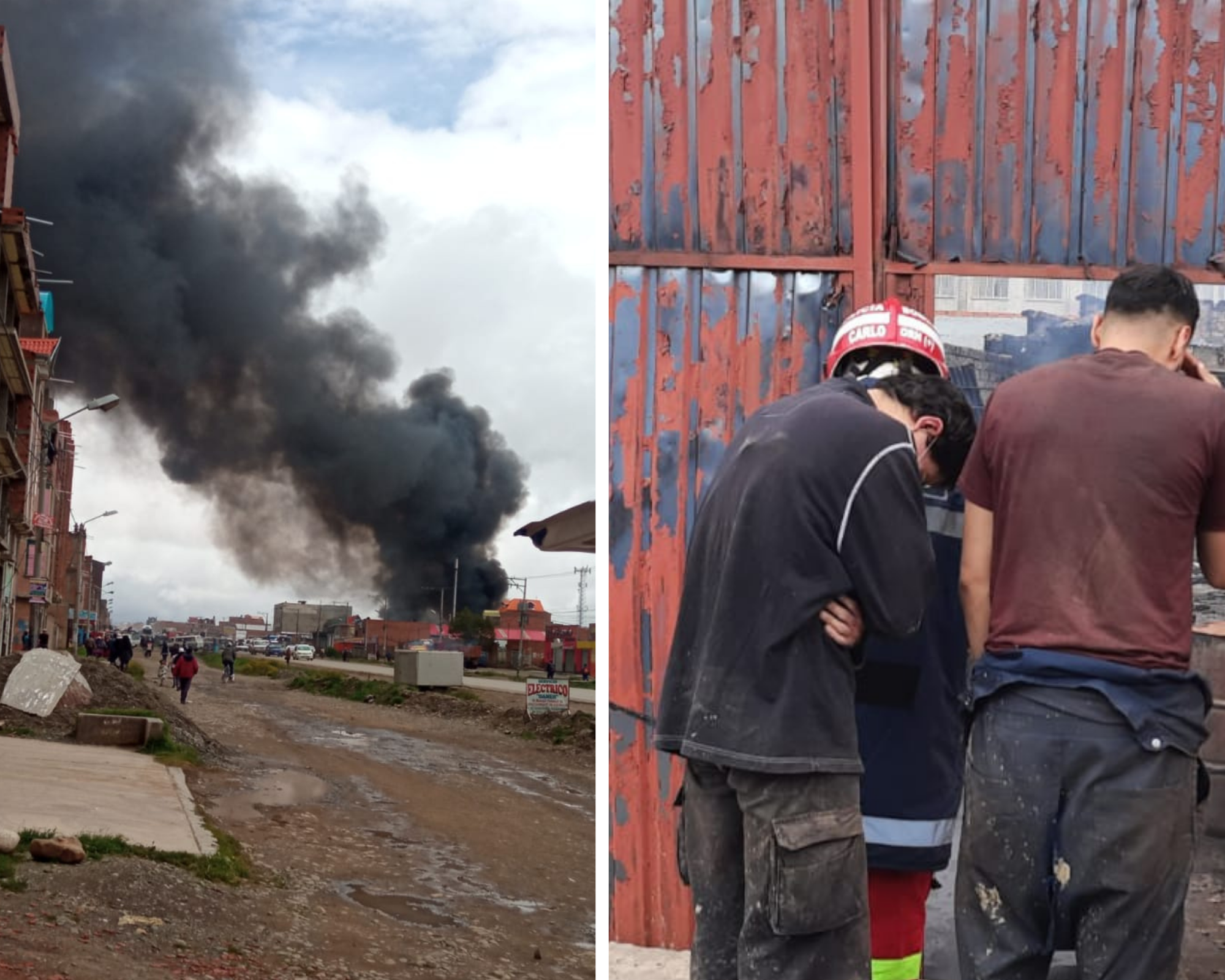 El Alto: Bomberos y vecinos sofocan incendio en una fábrica de cera