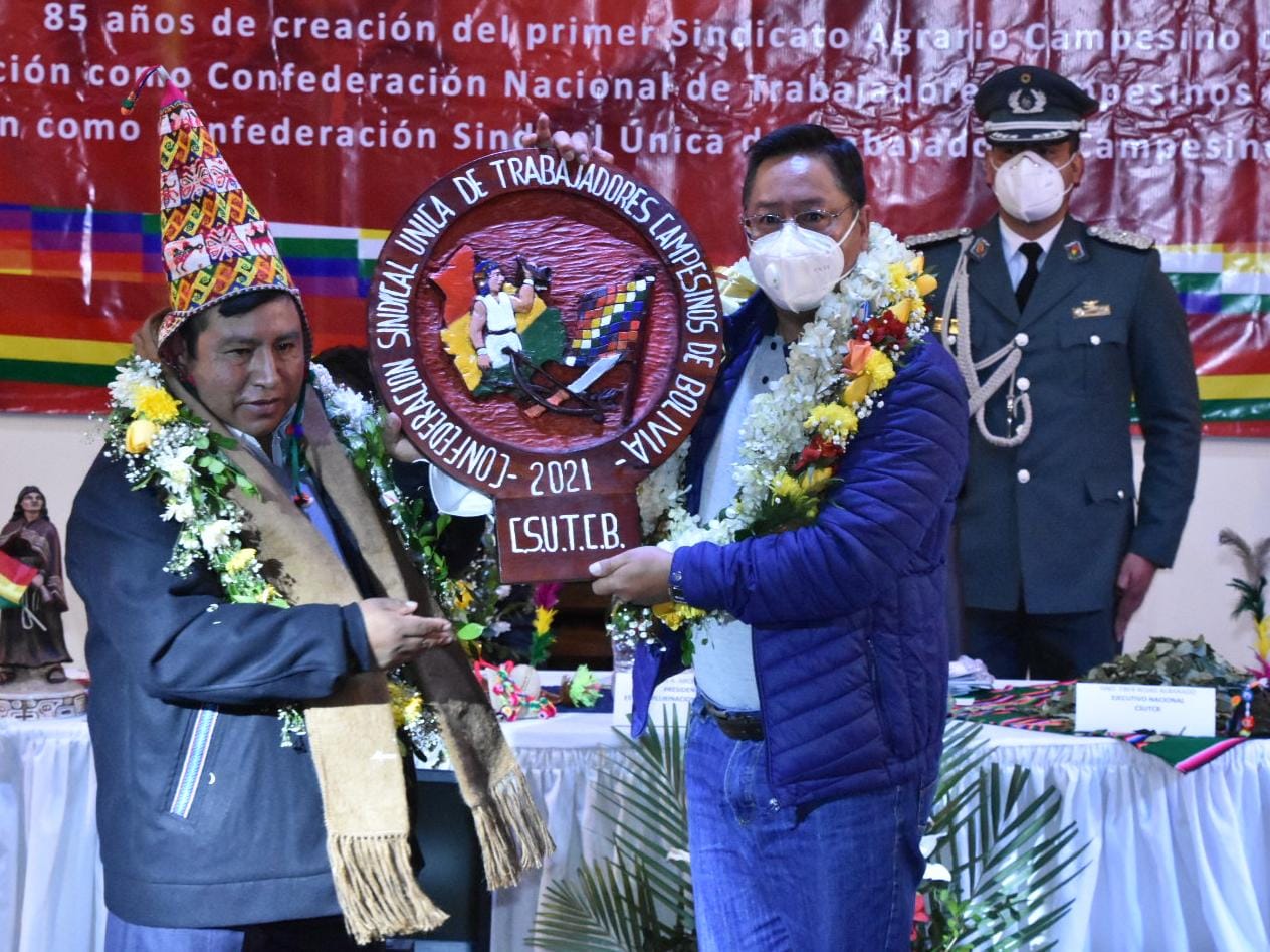 Presidente destaca aporte de la CSUTCB a la democracia y llama a mantener la unidad