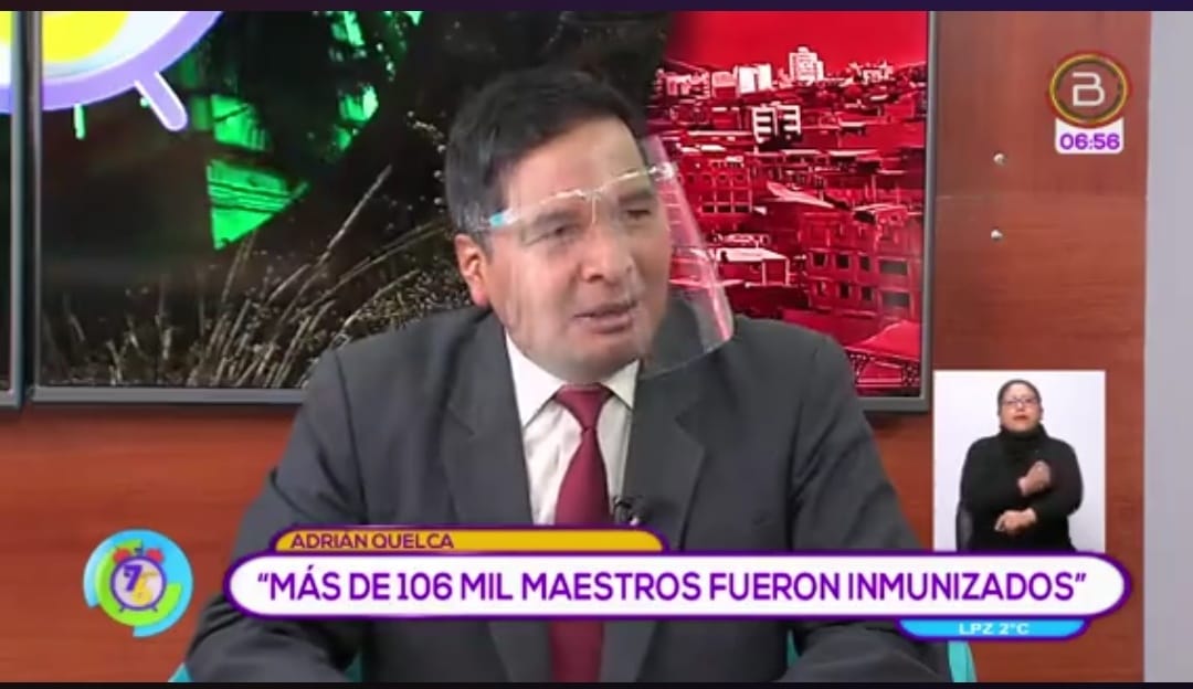 Educación reporta que 106.738 maestros inmunizados en Bolivia