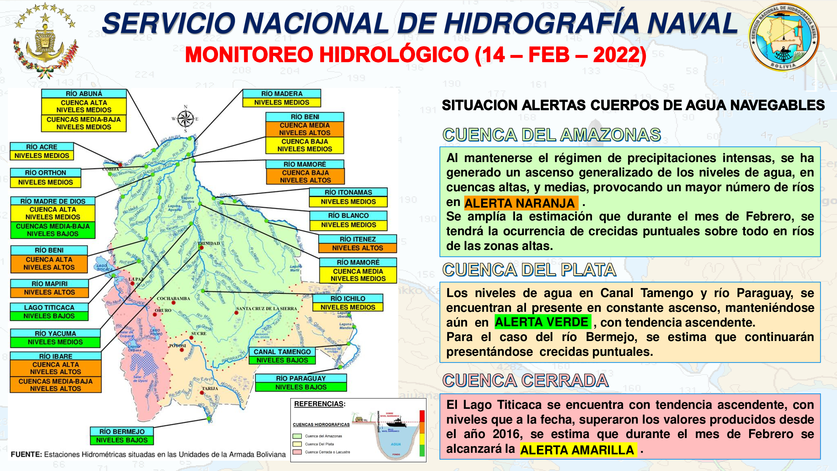 Intensas lluvias ocasionan alerta naranja en más ríos navegables de la cuenca del Amazonas en Bolivia