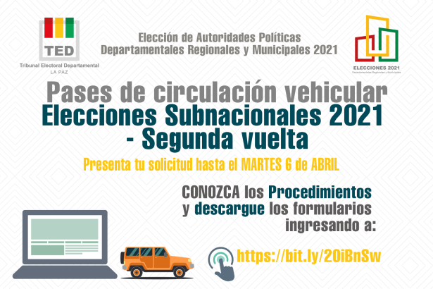 Mañana concluye plazo en La Paz para solicitar permisos de circulación vehicular rumbo a la segunda vuelta