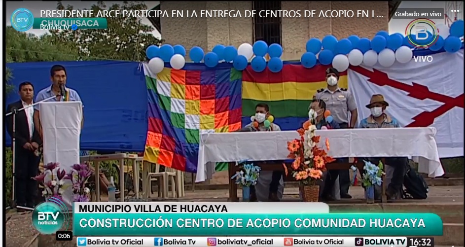 Presidente entrega centros de acopio para producción agrícola en el municipio Villa de Huacaya (adelanto)