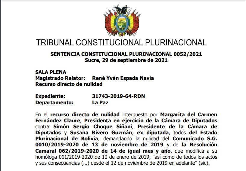 Ministro: Mesa miente, el TCP estableció que autoproclamación de Jeanine Áñez no fue constitucional y no hubo vacío de poder